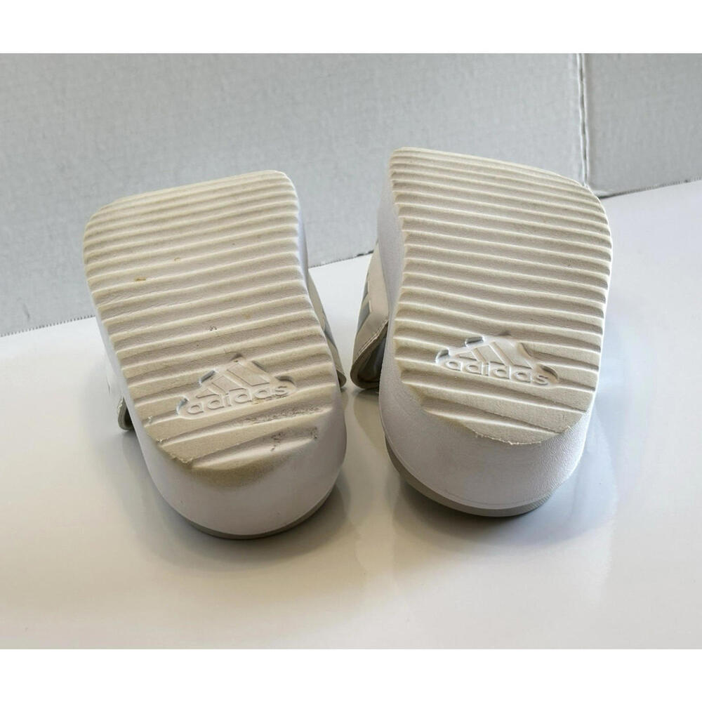 Adidas Adilette Platform Sandal IE9703 Women's 9 White/Metallic Comfort Slides - Picture 9 of 15